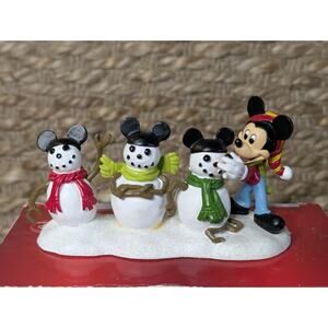 DEPT56 DISNEY CHRISTMAS VILLAGE FIGURINE MICKEY MOUSE SNOWMAN THREE MOUSEKETEERS